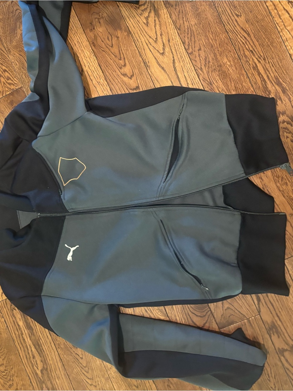 Puma Men's Gray and Black Zip Hoodie Jacket